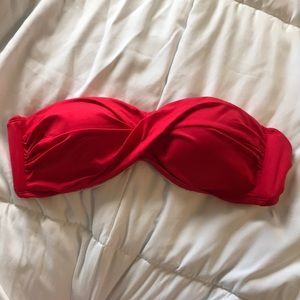 red bandeau bathing suit